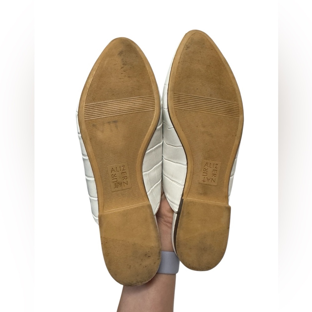 Naturalizer Leanna Leather Croc-Embossed Spring Slip On Slide Mules White 9 - Picture 9 of 10